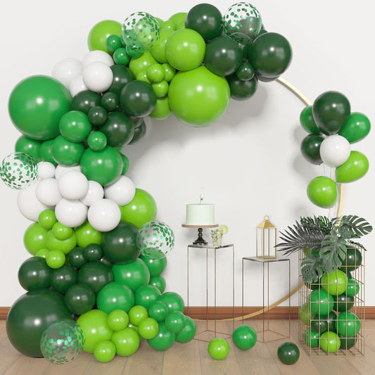 Amandir 153pcs Green Balloons Arch Garland Kit, Different Sizes 18 12 10 5inch Dark Emerald Light