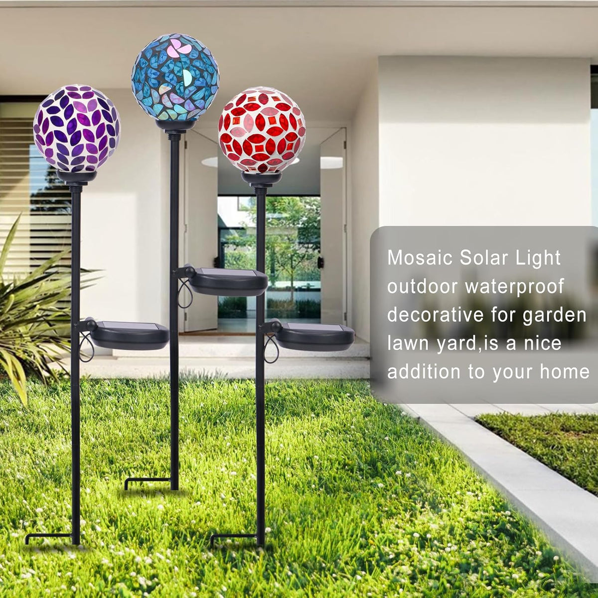 VCUTEKA Solar Garden Decorative Lights Outdoor, Mosaic Solar Light Waterproof LED Pathway Stake