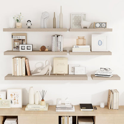 48 Inch Floating Shelves, 3D Textured Wood Grain, 48"x9.25"x1.5" Inch Deep Floating Shelves for