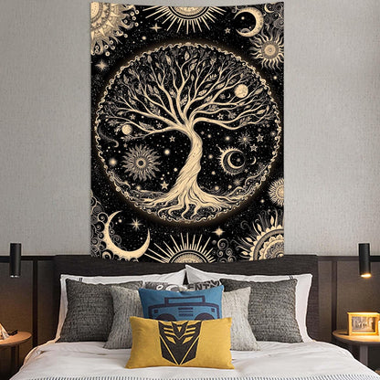 Lunerfex Tree of Life Tapestry Starry Sky Wall Tapestry, Vintage Tapestries for Bedroom Ceiling