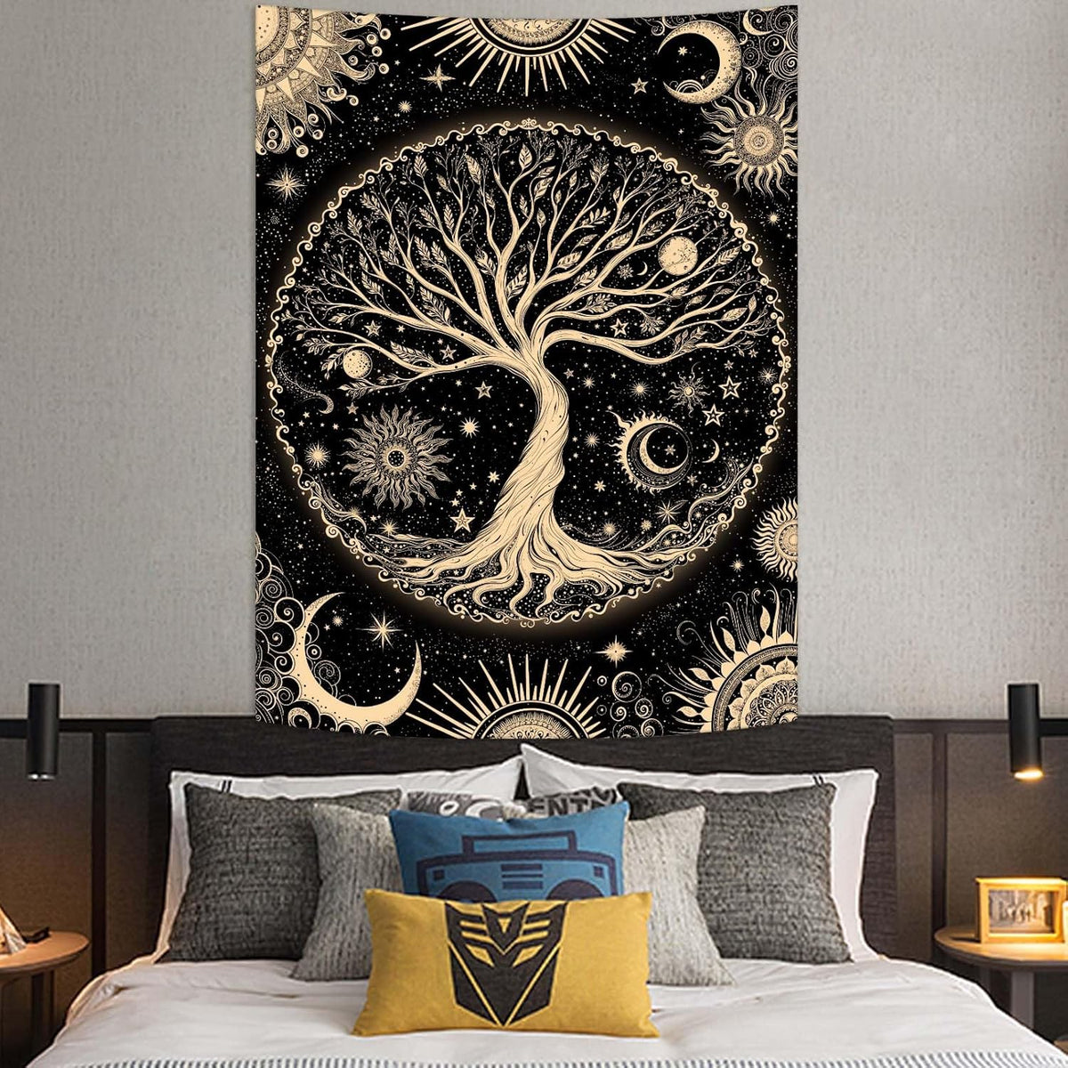 Lunerfex Tree of Life Tapestry Starry Sky Wall Tapestry, Vintage Tapestries for Bedroom Ceiling