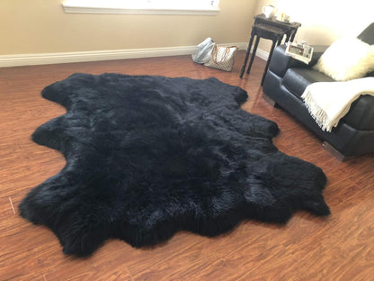 LAMBZY Faux Sheepskin Hypoallergenic Free Shape Silky Shag Rug, Luxury Shaggy Silky Plush Carpet