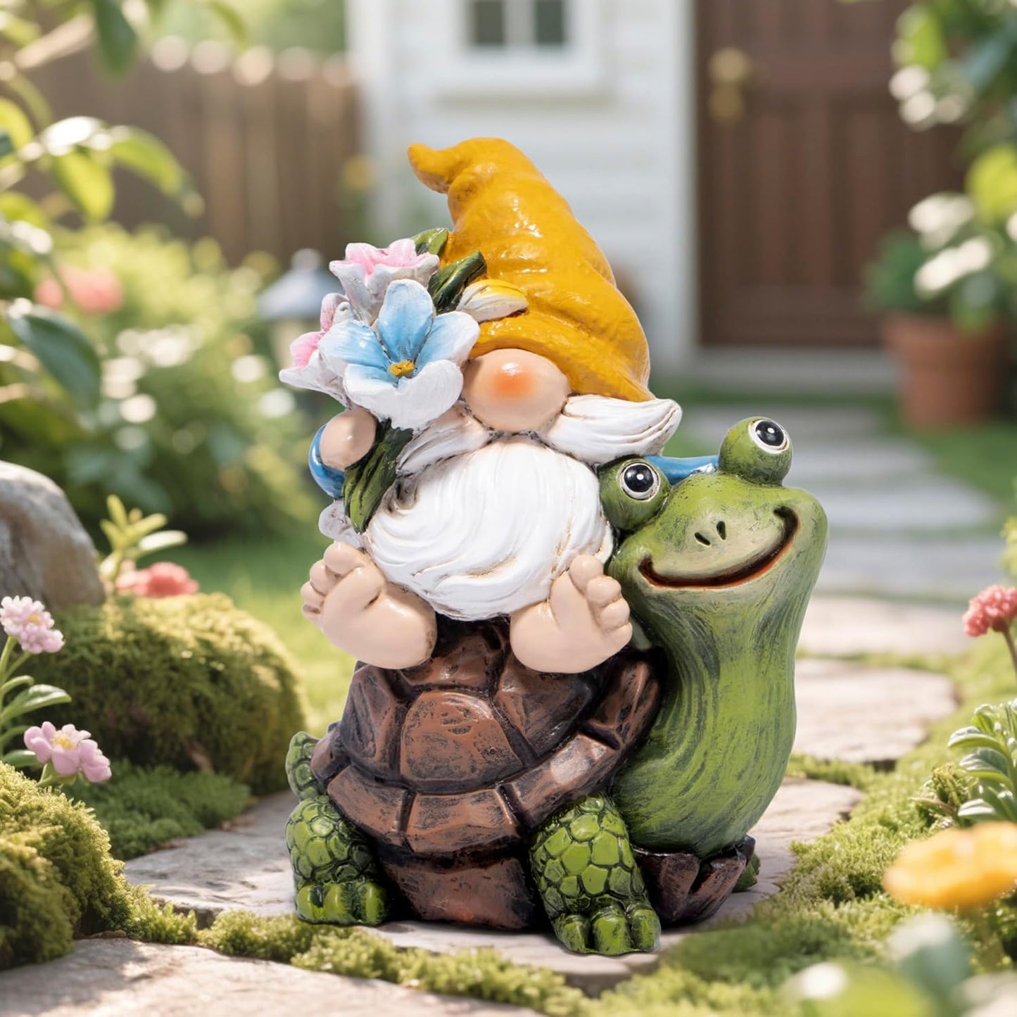 Hodao Spring Garden Gnome Decoration Flower Animal Ornaments Decor Gifts Spring Gnomes for Garden