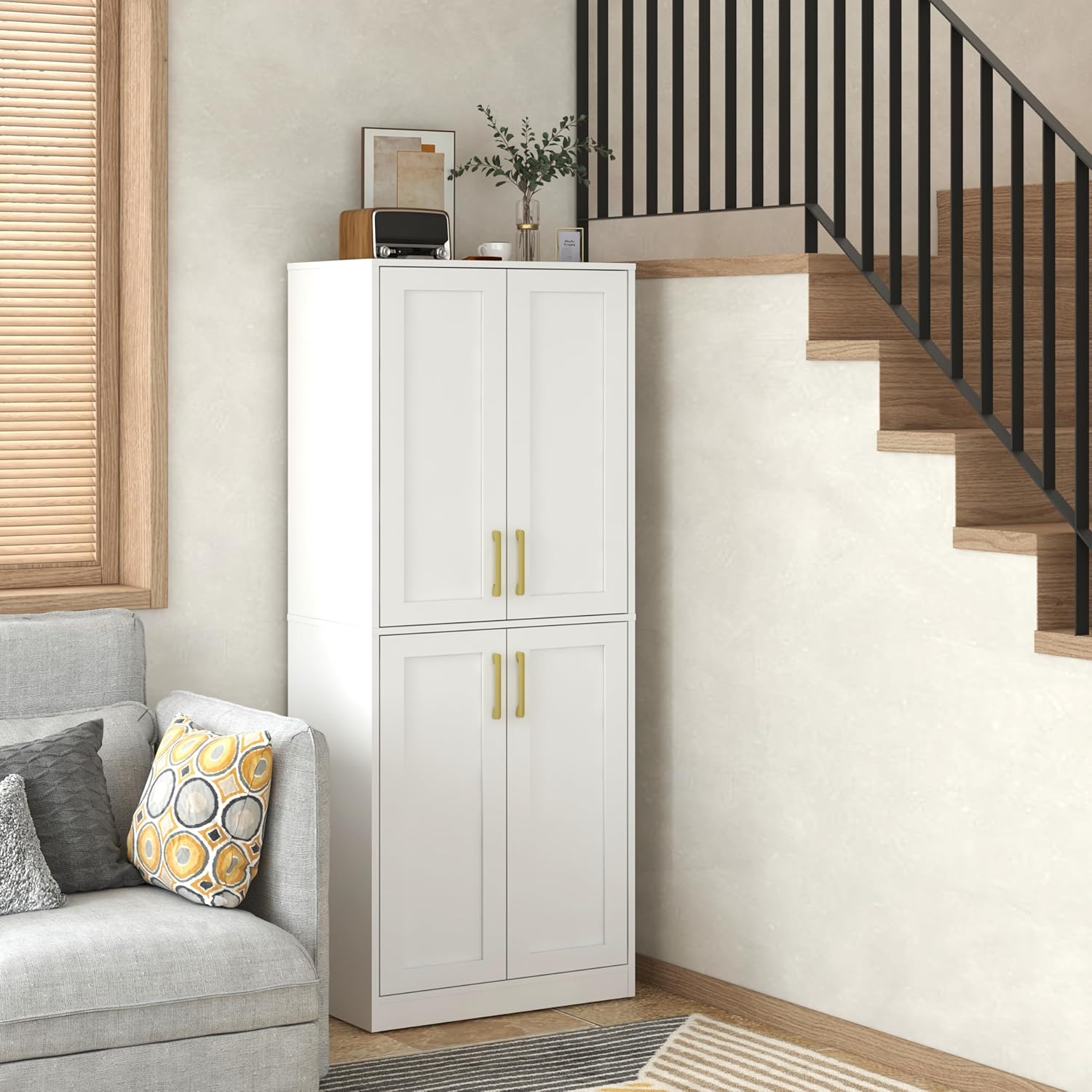 Storage Cabinet, Kitchen Pantry with Doors & Shelf, Tall Storage Cabinet for Bathroom, Living Room