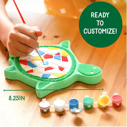 Creative Roots Mosaic Turtle DIY Stepping Stone Kit, Includes Ceramic Stone & 6 Vibrant Paints for