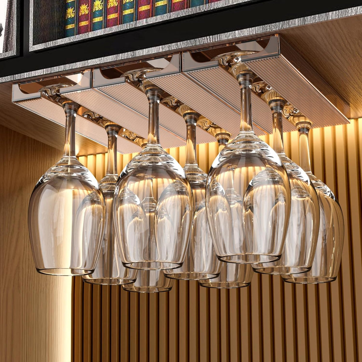2 Pcs Wine Glass Holder,Stemware Rack Punch-free Hanging Under Cabinet for Bar,Kitchen and