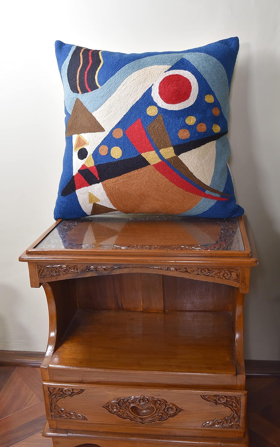 Kandinsky Blue Abstract Pillow Cover | Modern Outdoor Cushions | Mid Century Chair Cushions |