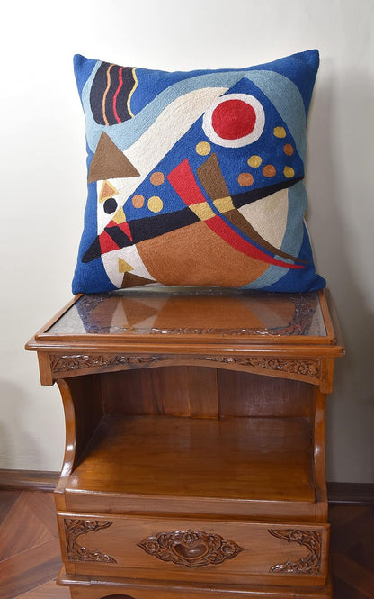 Kandinsky Blue Abstract Pillow Cover | Modern Outdoor Cushions | Mid Century Chair Cushions |