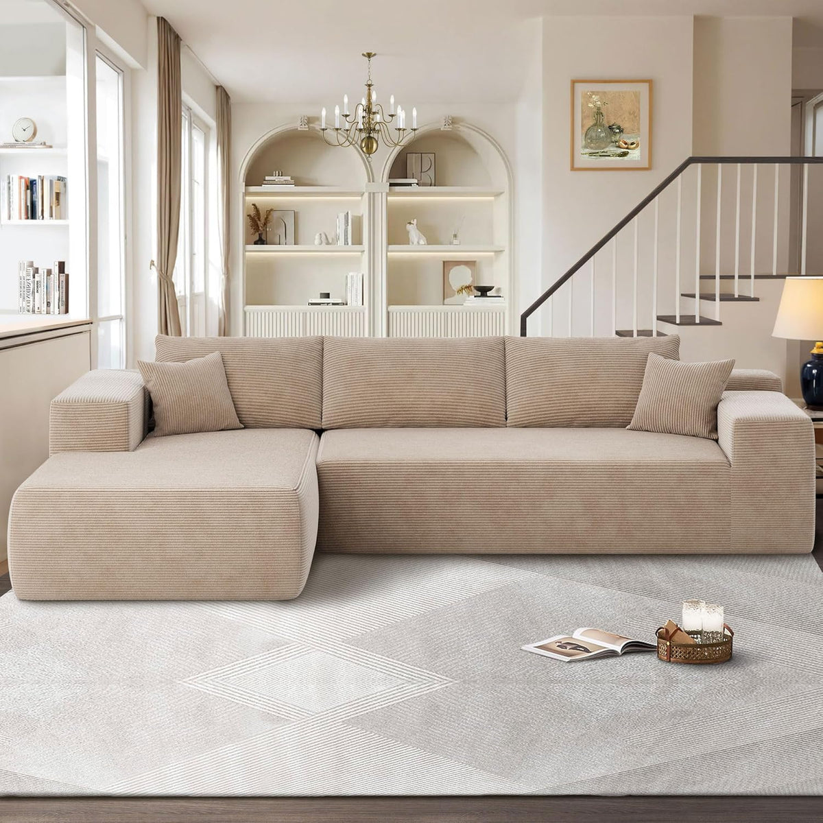 104" Cloud Sectional Couches for Living Room,L Shaped Boneless Couch in A Box,Sleeper Sofa with