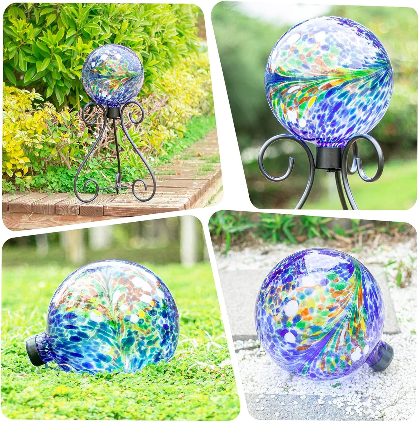 VCUTEKA Gazing Ball, Glass Gazing Globe Decorative Glass Gazing Globe/Ball/Sphere Lawn Ornament for