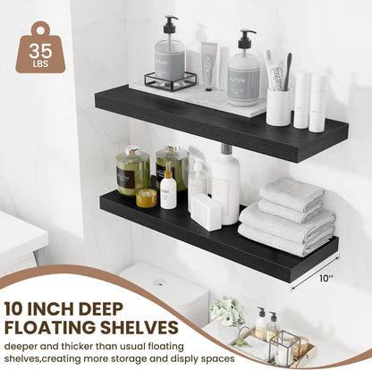 Fun Memories Floating Shelves for Wall, 32 Inch Long Floating Shelves Set of 2, 32 x 10 Wooden