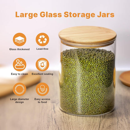 YUNCANG Glass Storage Jars,2 PACK -108oz/3200ml Clear Glass Food Storage Containers with Airtight