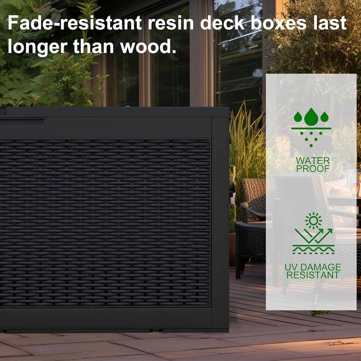 100 Gallon Outdoor Deck Box,Storage Lockable Waterproof Patio Furniture,Garden Tools,Cushions,Pool