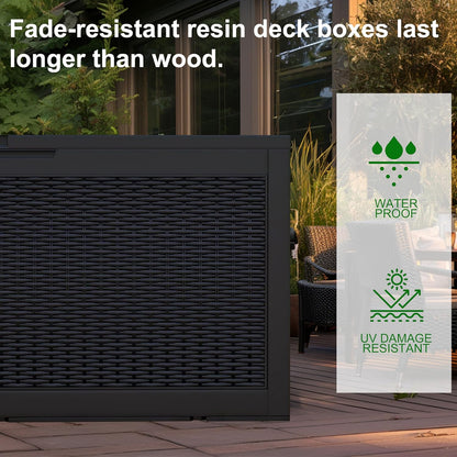 100 Gallon Outdoor Deck Box,Storage Lockable Waterproof Patio Furniture,Garden Tools,Cushions,Pool
