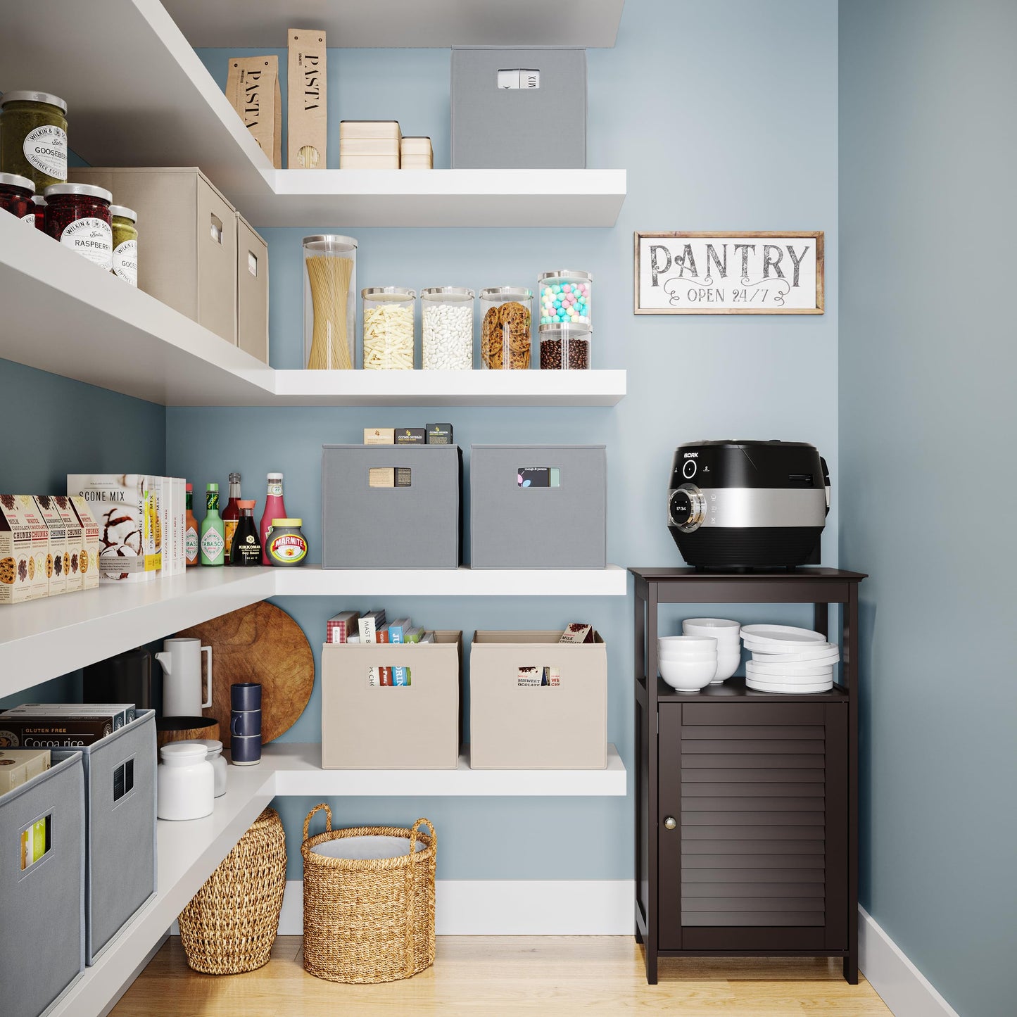 RiverRidge Folding Storage Bins - 2-pack of 10in Tall Gray Cubes