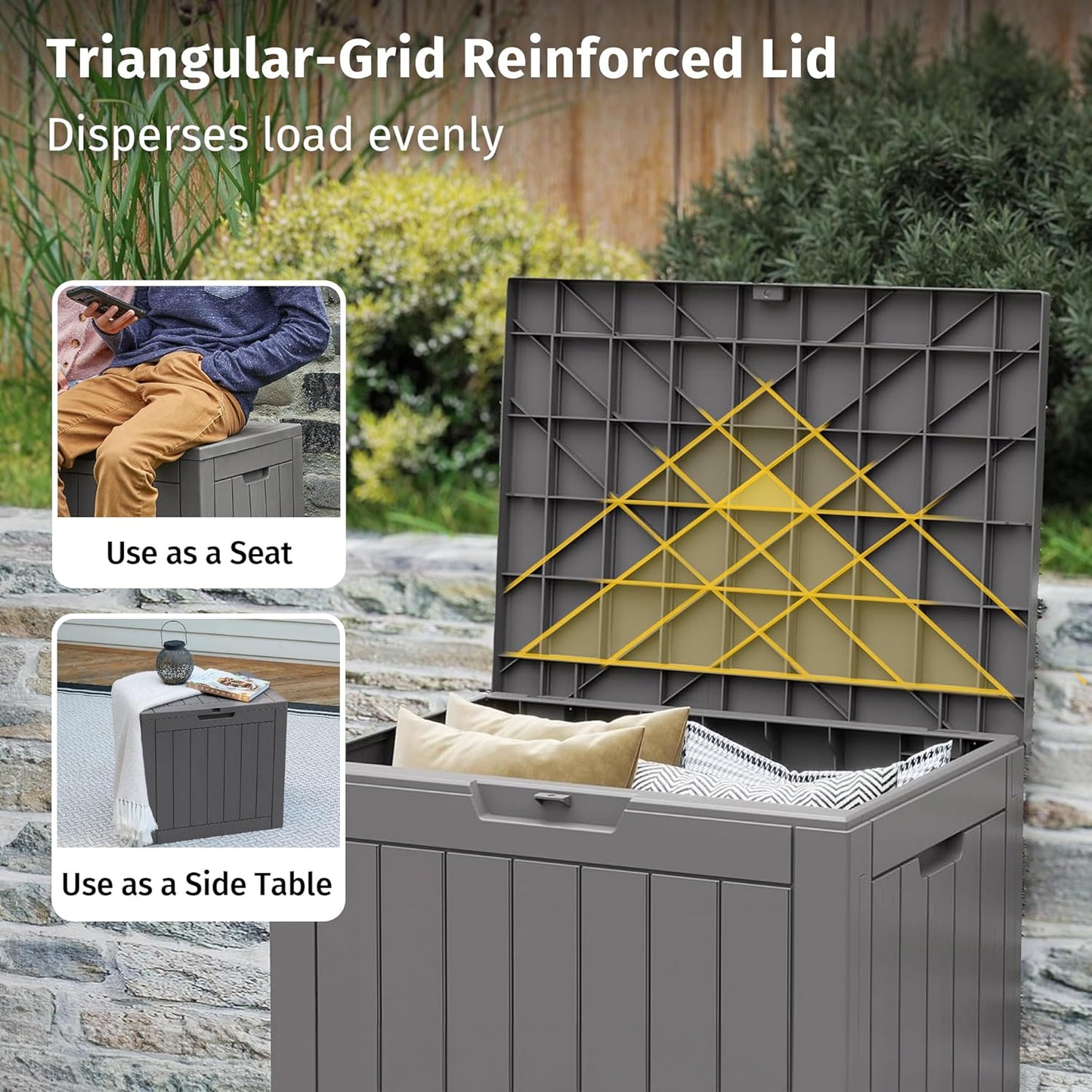 EAST OAK Outdoor Storage Box, 31 Gallon Deck Box Indoor and Outdoor Use, Waterproof Resin Storage