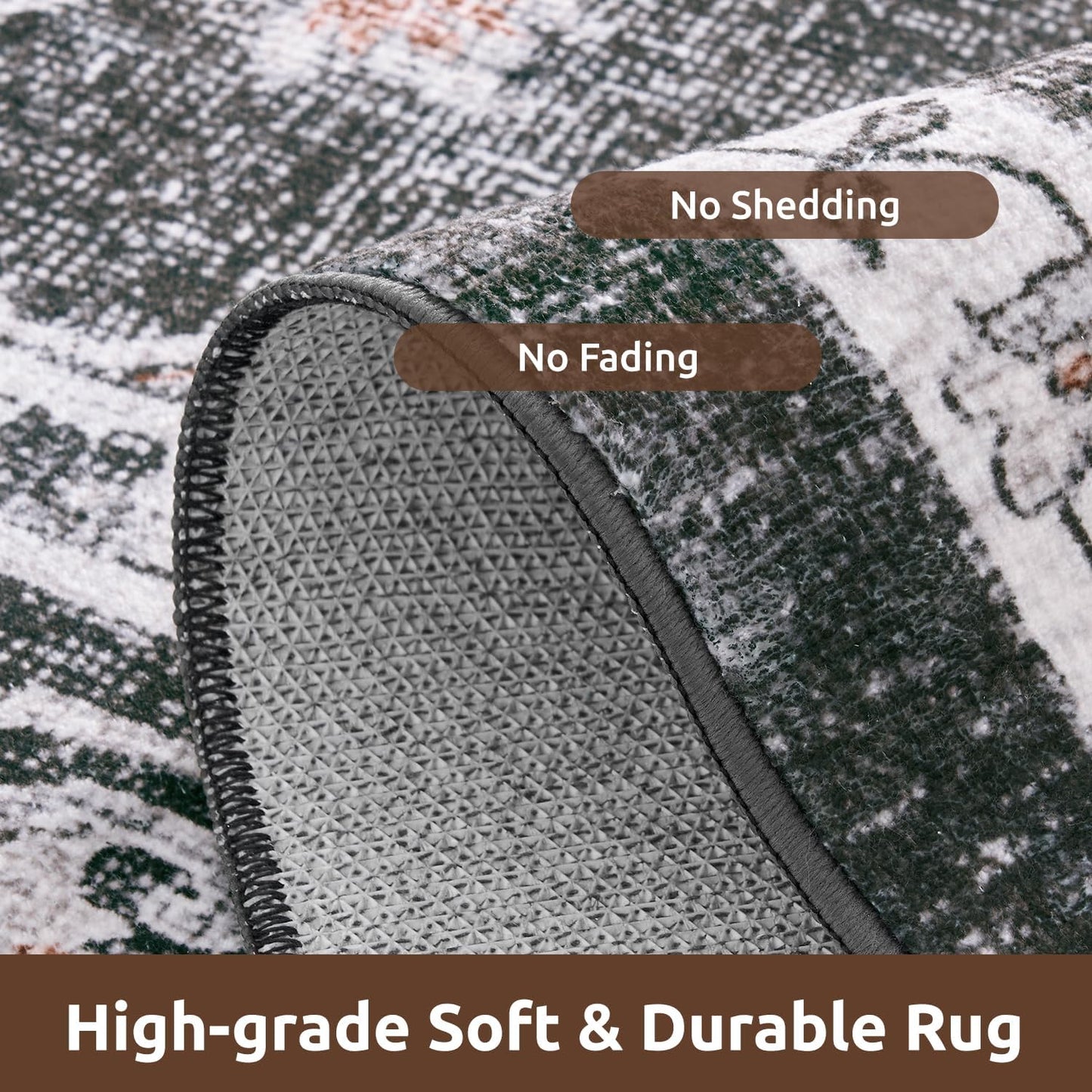 AMOAMI-Area Rug 8X10 Rugs for Living Room-Vintage Soft Black Rugs for Bedroom-Non Slip