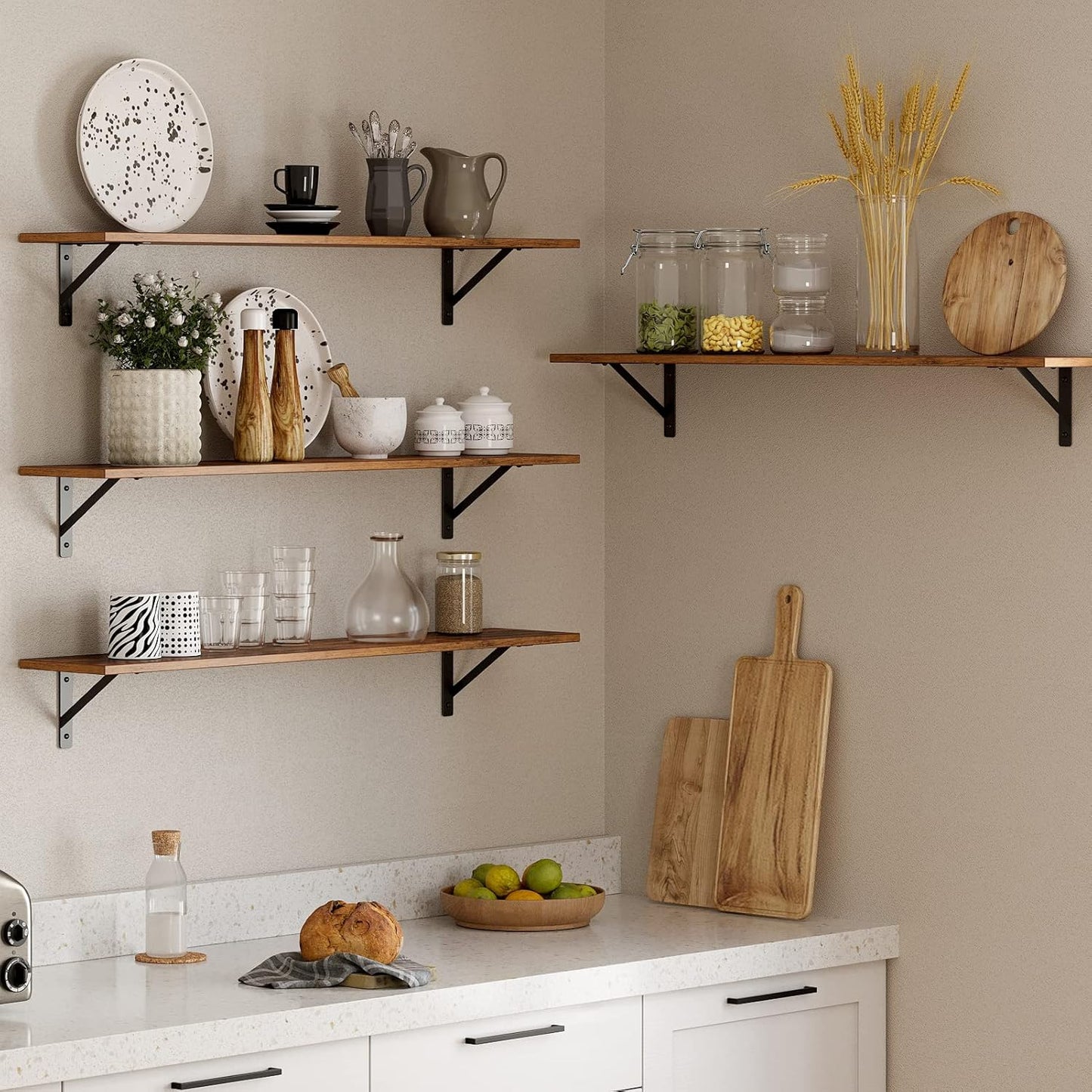 DINZI LVJ Long Wall Shelves, Set of 4, 39.4Inch Wall Mounted Shelves, Extra Large Wall Storage