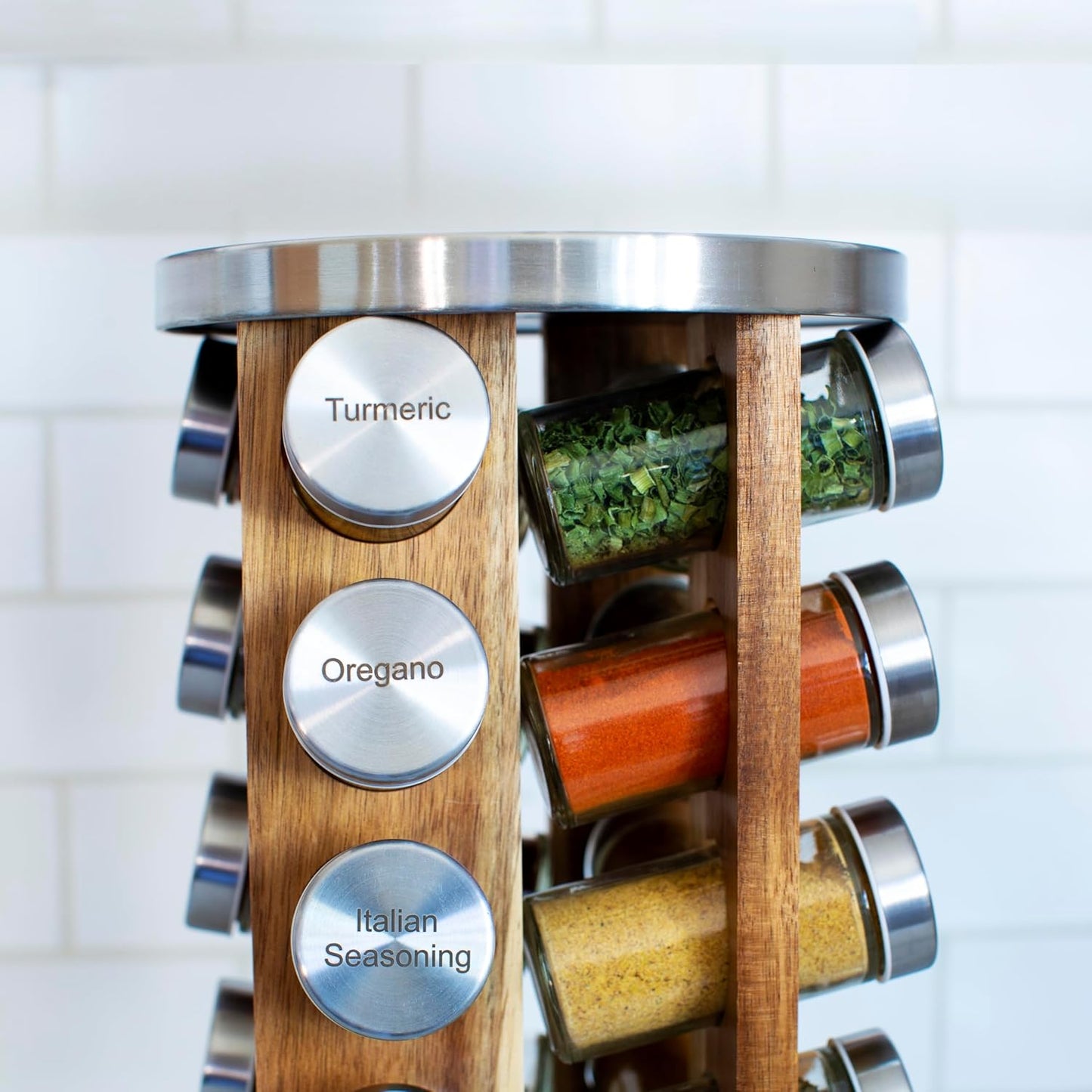 Orii 20 Jar Spice Rack with Spices Included - Tower Organizer for Kitchen Spices and Seasonings