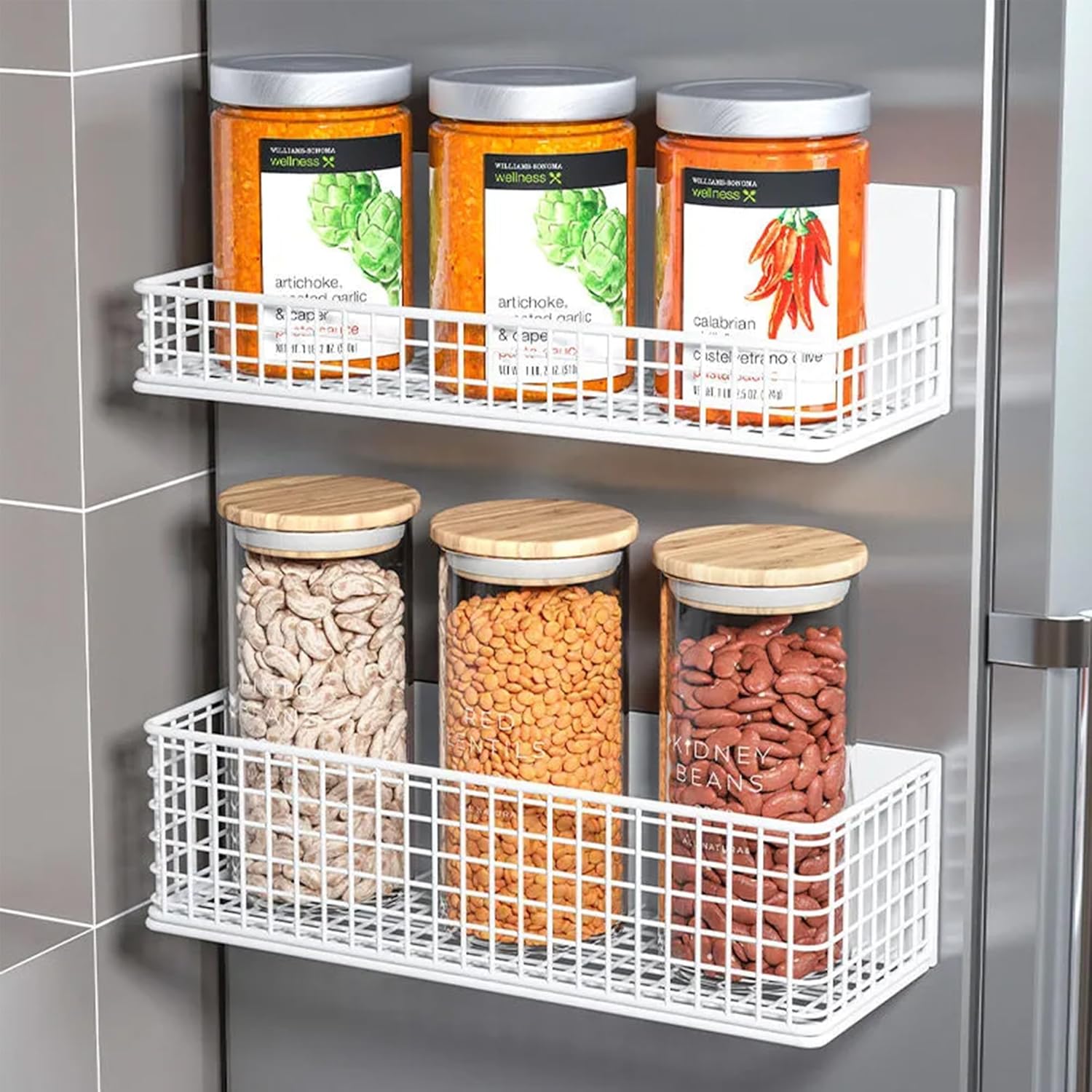 Magnetic Basket Fridge Organizer Wire Bins Pencil Holder Whiteboard Accessories Home Kitchen