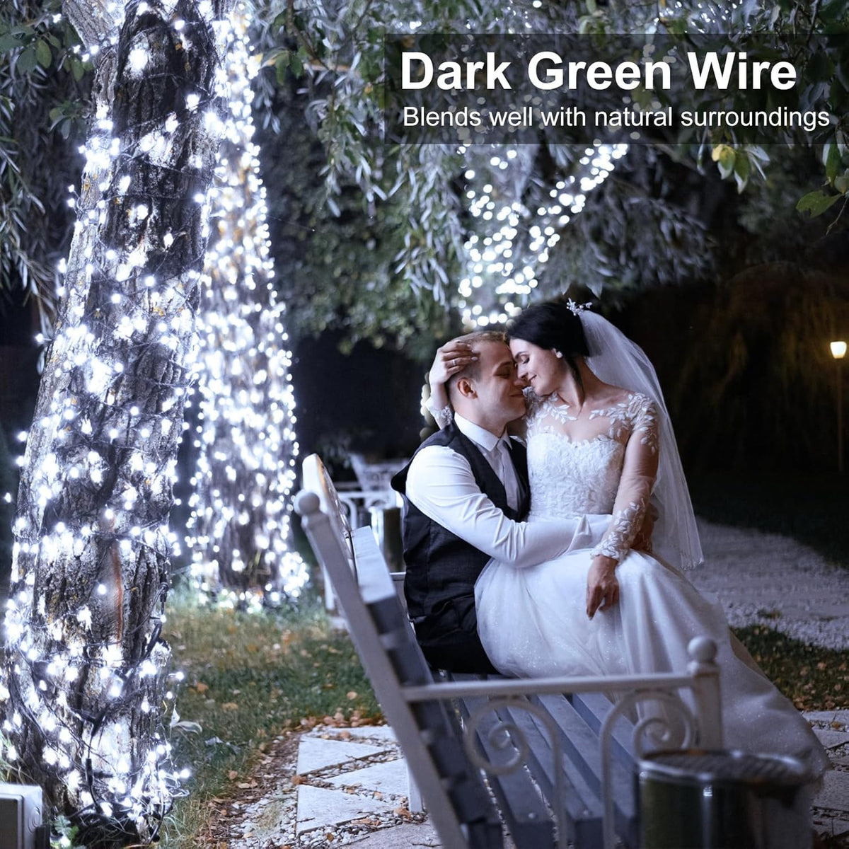 100FT 300 LED Christmas Lights Outdoor, White Christmas Tree Lights with 8 Modes Waterproof, Plug