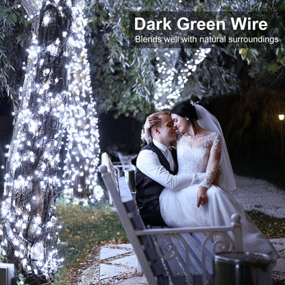 100FT 300 LED Christmas Lights Outdoor, White Christmas Tree Lights with 8 Modes Waterproof, Plug