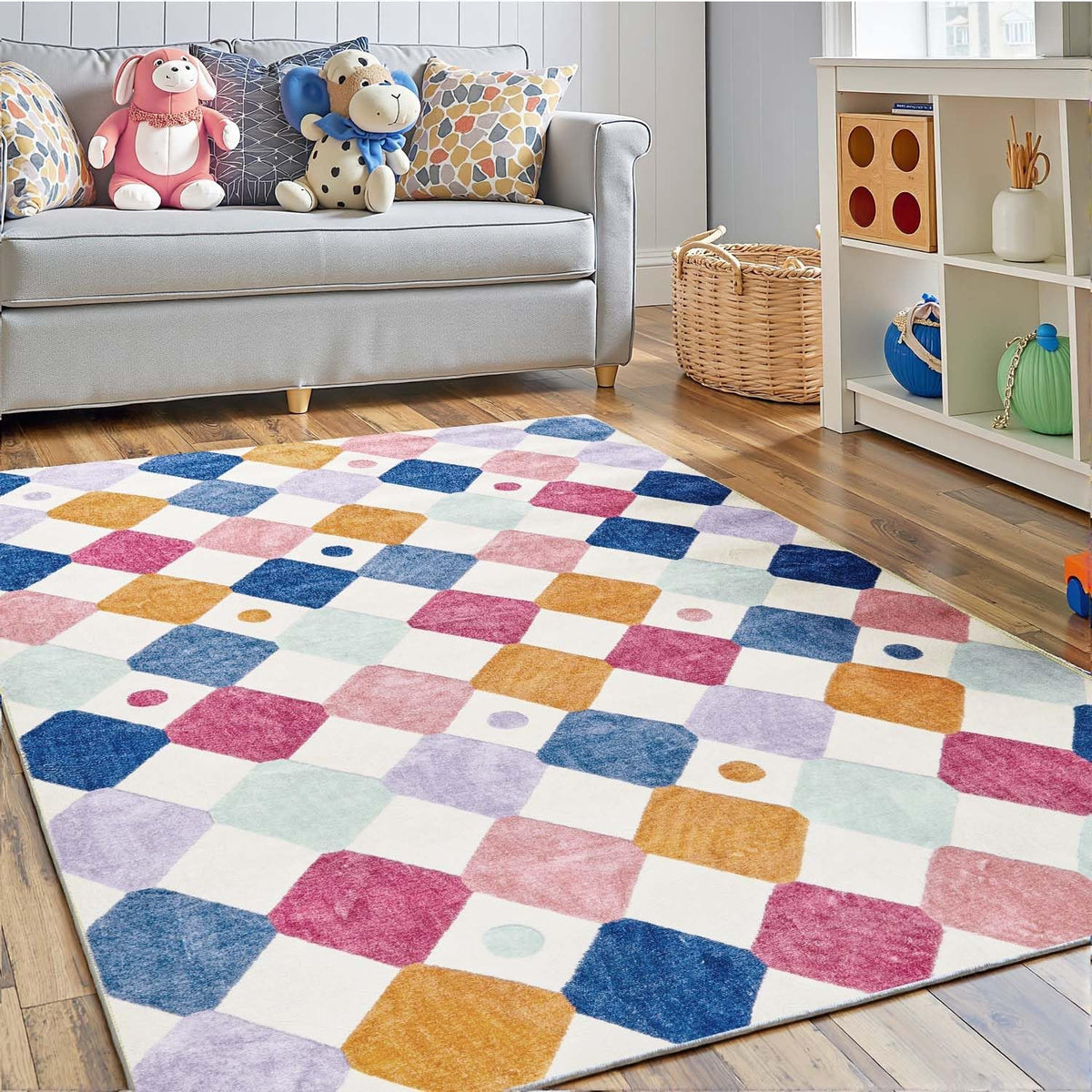 jinchan Area Rug 3x5 Kids Washable Indoor Floor Cover Non-Slip Modern Soft Rug Elementary School