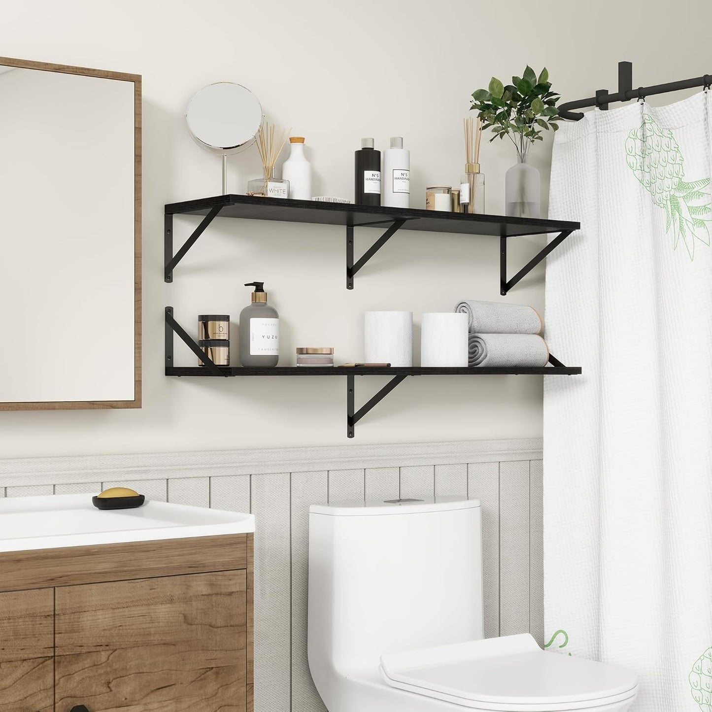 Fun Memories 40 Inch Floating Shelves, 10 Inch Deep Wall Shelf, 40 x 10 Floating Shelf Set of 2
