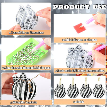 Tondiamo 20 Pcs Christmas Diamond Painting Keychain Kits 5D DIY Diamond Art Pendants Double Sided