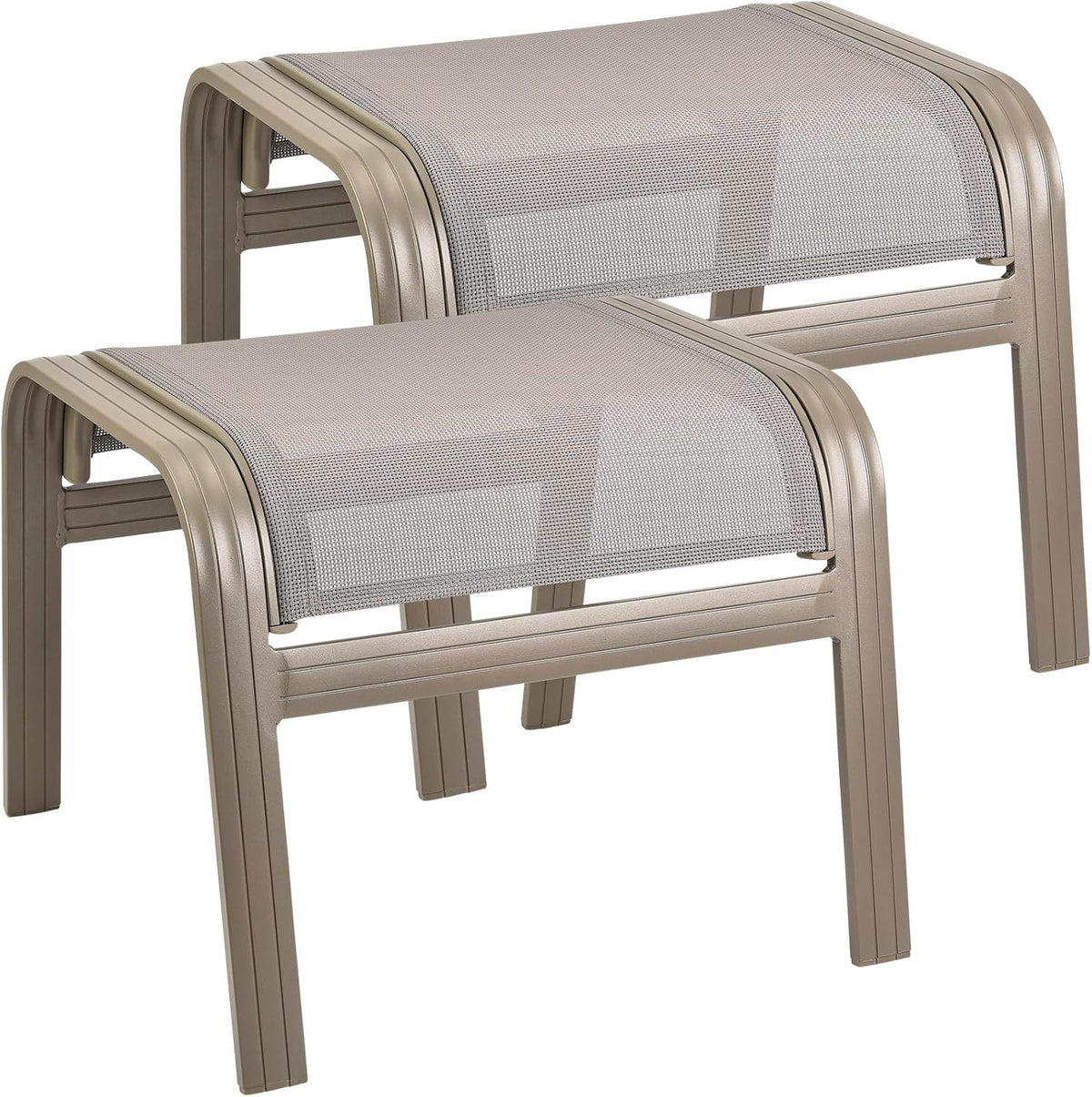 Patio Dining Chairs Footstools Outdoor Aluminum Ottoman Assembled Footrest Side Table 2 Set