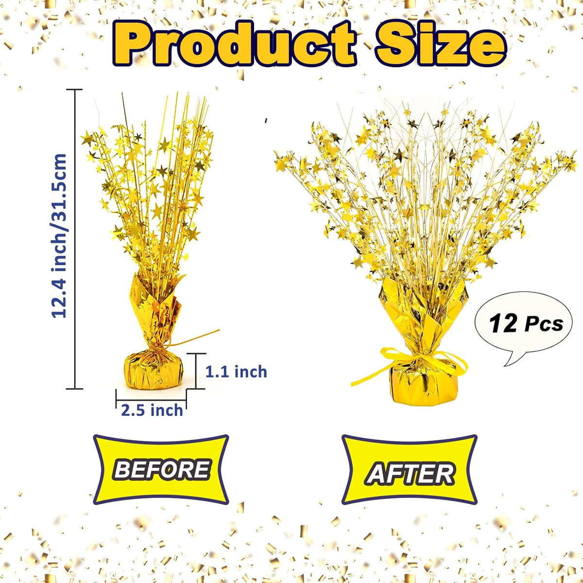 12 Pack Metallic Foil Spray Centerpiece Star Table Decoration Burst Table Centerpieces for Birthday