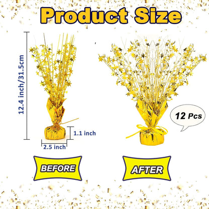 12 Pack Metallic Foil Spray Centerpiece Star Table Decoration Burst Table Centerpieces for Birthday