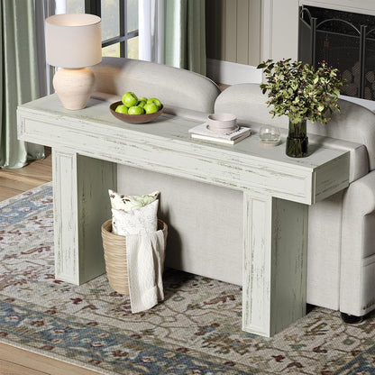 Rresyet 63 Inch Long Console Table, Sofa Table Behind Sofa, Wooden Entryway Table, Farmhouse