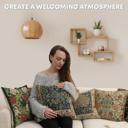 Charlotte Home Furnishings Throw Pillow Covers 16x16 in, Green Chrysanthemum Decorative Pillow