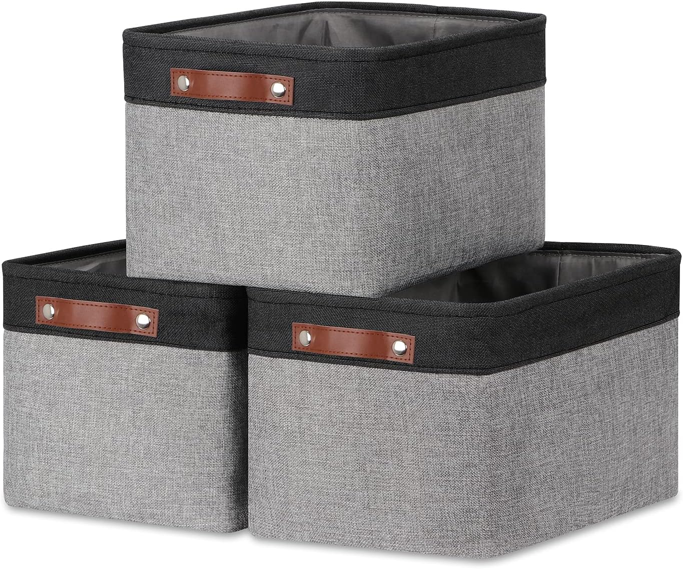 DULLEMELO Fabric Baskets for Storage, Rectangular Fabric Storage Bins Collapsible, Perfect for