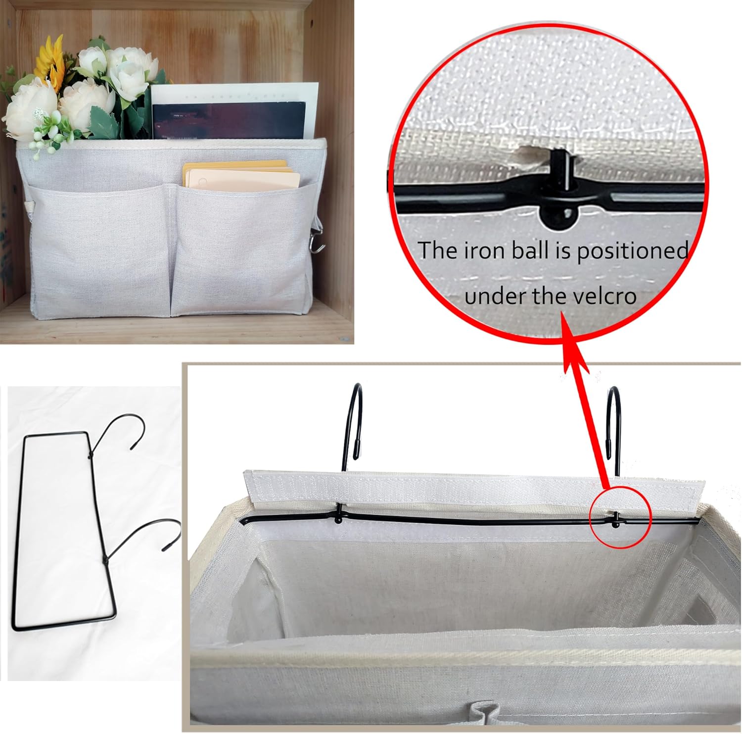 2-Pack Bedside Caddy, Bedside Hanging Storage Organizer for College Dorm Beds, Bunk Beds and