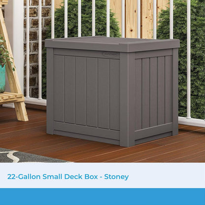 Suncast 22-Gallon Small Deck Box - Lightweight Resin Indoor/Outdoor Storage Container and Seat for