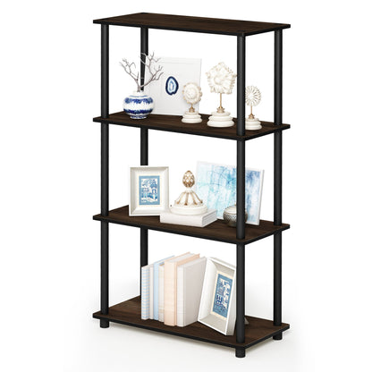 Furinno Turn-N-Tube Storage Shelves, 4-Tier Book Shelf, Corner Shelf, Toolless Open Shelves, for