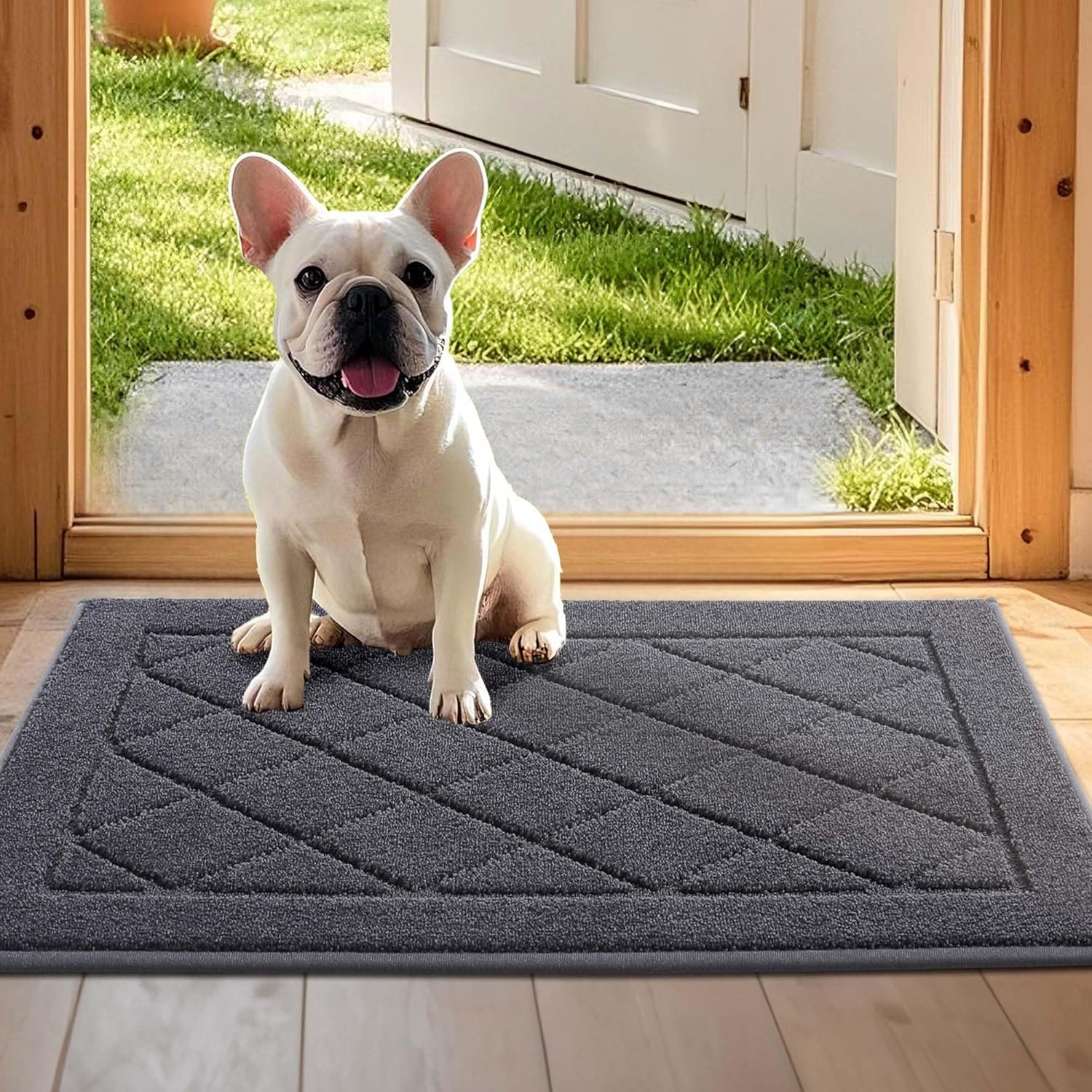 JSEI Dirt Trapper Door Mat 20"x32", Non-Slip Washable Entryway Mats, Dog Door Mat, Stain Resistant