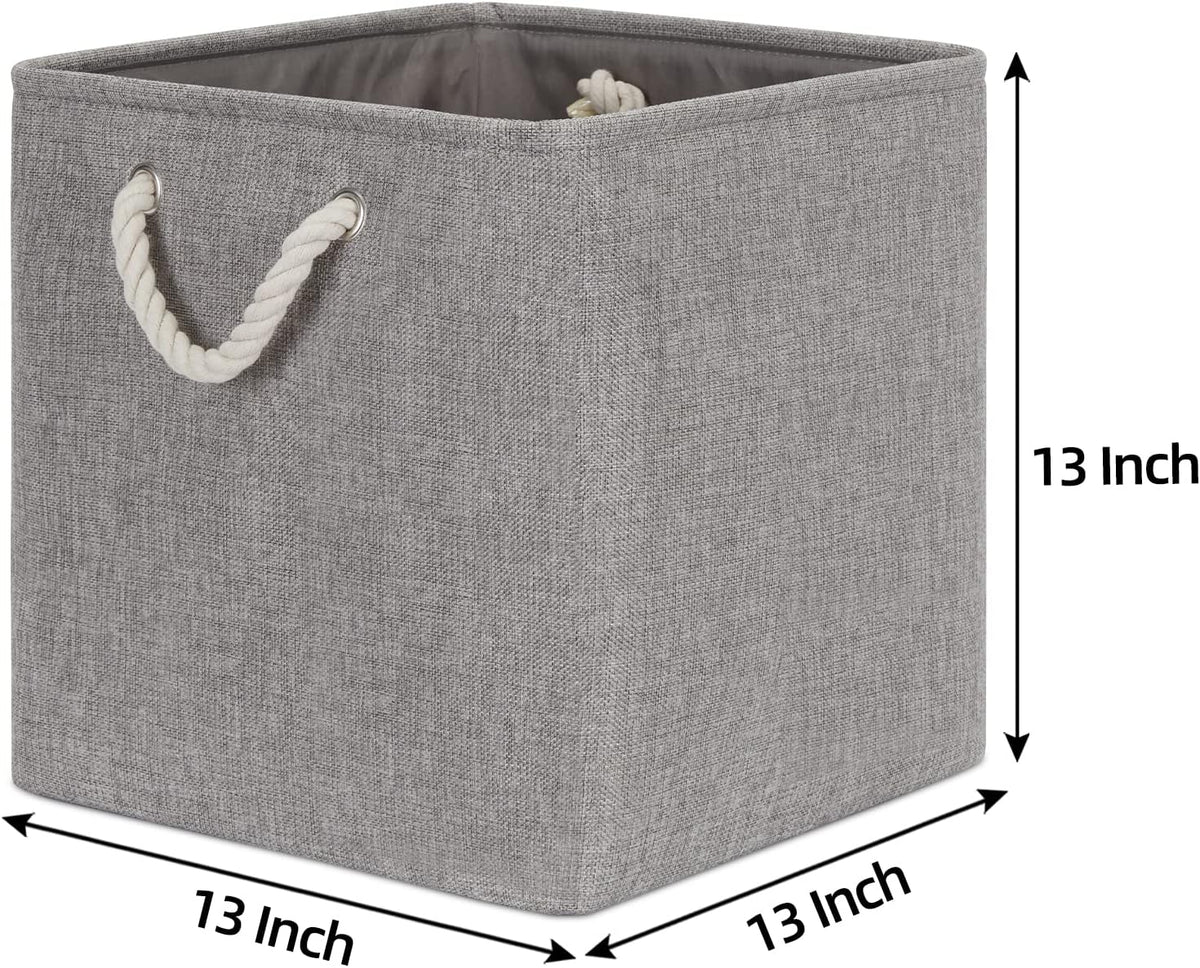 Bidtakay Grey Baskets Foldable Storage Cube Bins 13x13x13 Cube Storage Organizer Closet Set of 3