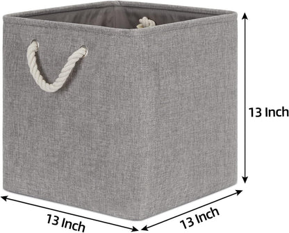 Bidtakay Grey Baskets Foldable Storage Cube Bins 13x13x13 Cube Storage Organizer Closet Set of 3