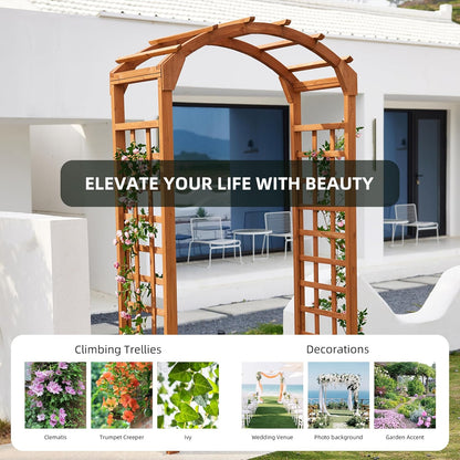 Solid Fir Wooden Garden Arch Premium Outdoor Trellis for Climbing Plants, 84.5”H×49.37”W×23.5’’D