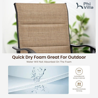 PHI VILLA Outdoor Bar Set with 4 Swivel Bar Height Patio Chairs, Wooden-Like Patio Bar Table and