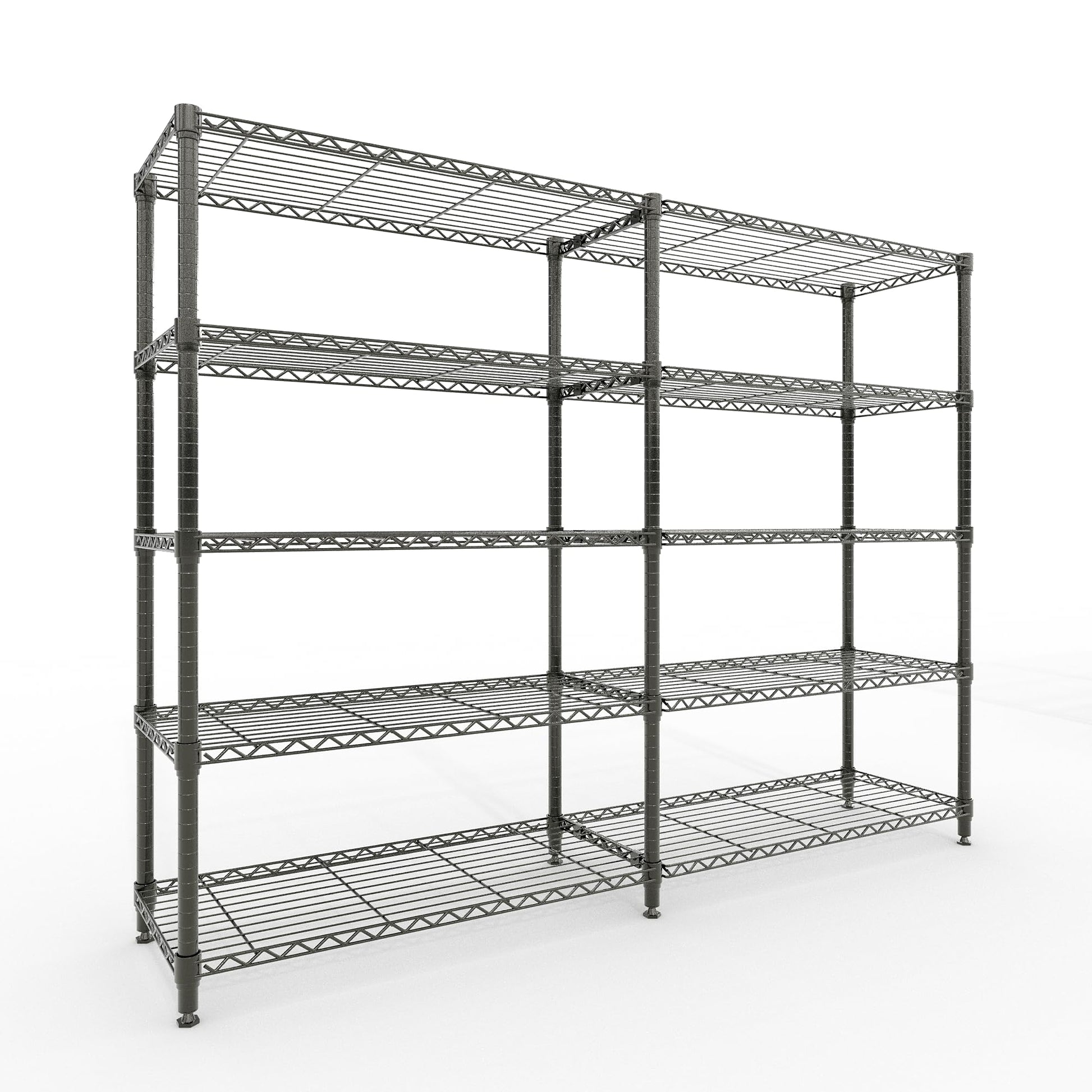 71"W Metal Storage Shelves 5-Tier, Heavy Duty 1325LBS Wire Rack Shelving Unit, Adjustable Black