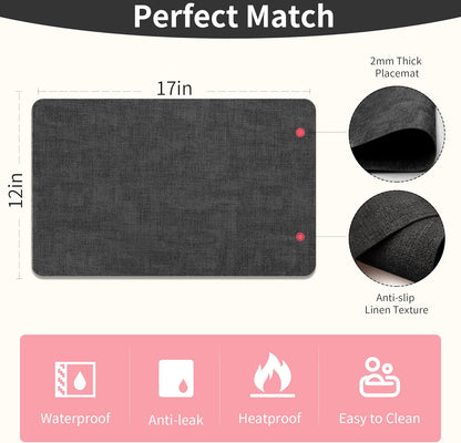 Maxpearl Faux Leather Placemats Set of 4, Waterproof - Wipe Clean - Heat Resistant - Anti Slip