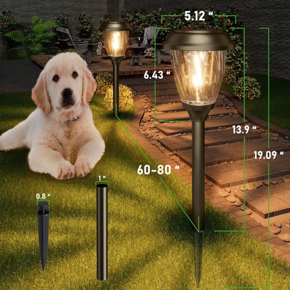 XMCOSY+ Solar Pathway Lights Outdoor, 10/25 LM in 2 Lighting Modes, Glass Stainless Steel