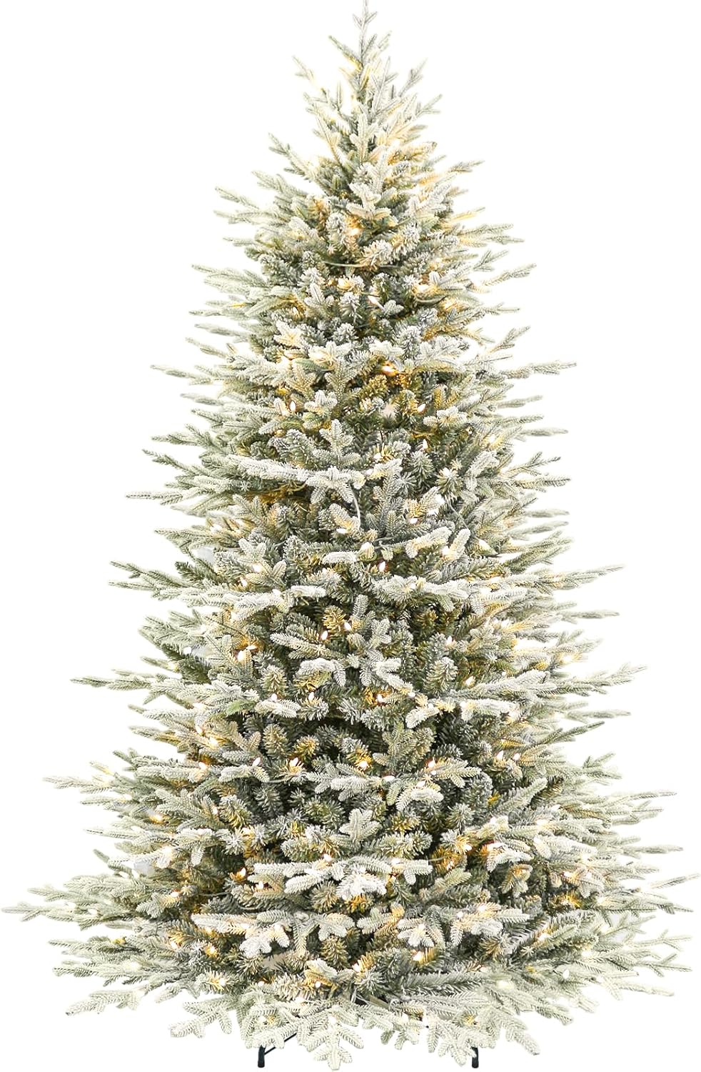 Hykolity 7.5 ft Prelit Snow Flocked Christmas Tree, 2933 PE&PVC Realistic Branch Tips, Artificial
