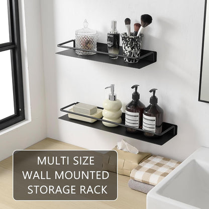 JOOM Metal Wall Floating Shelf - Metal Wall Shelf, Black Floating Shelf, Small Bathroom Shelf