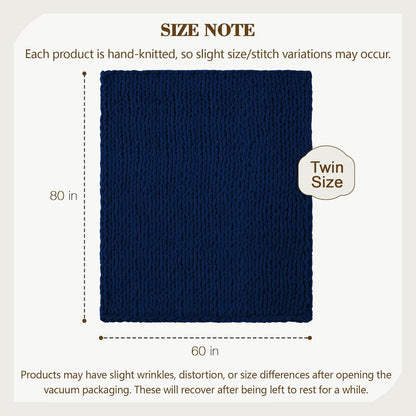 Carriediosa Chunky Knit Throw Blanket 60" X 80" Twin, 100% Hand Made Large Chenille Loop Yarn Soft