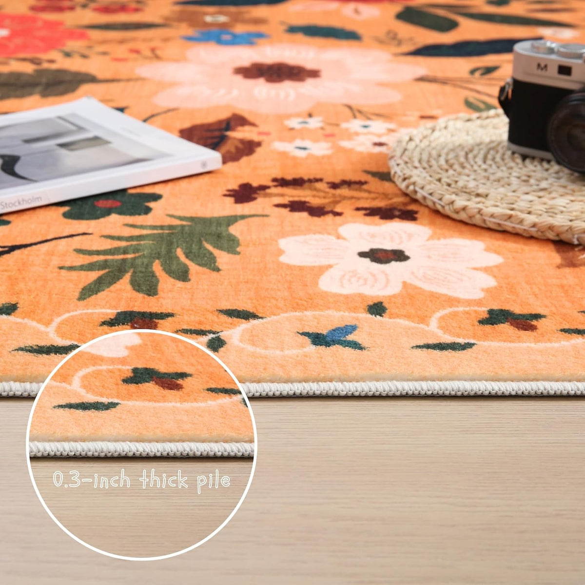 Runner Rug for Kitchen Rug Non Slip 2'x 6' Washable Rugs with Rubber Backing Soft Floral Carpet